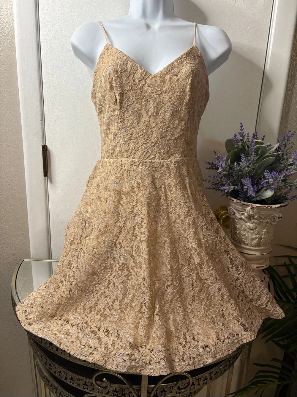 B Darlin | Dresses | B Darlin Nude Lace Spaghettistrap Aline Mini Dress |  Poshmark